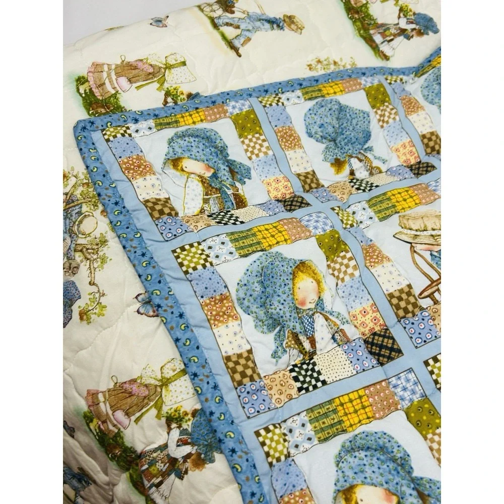 Handmade Quilt Holly Hobbie & Pillow Cases Lines Full Double 82 x 92